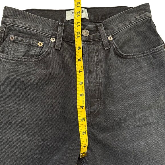 AGOLDE Lana Jeans Size 24 Faded Black Disorder Straight Button Fly Distressing - Picture 12 of 16
